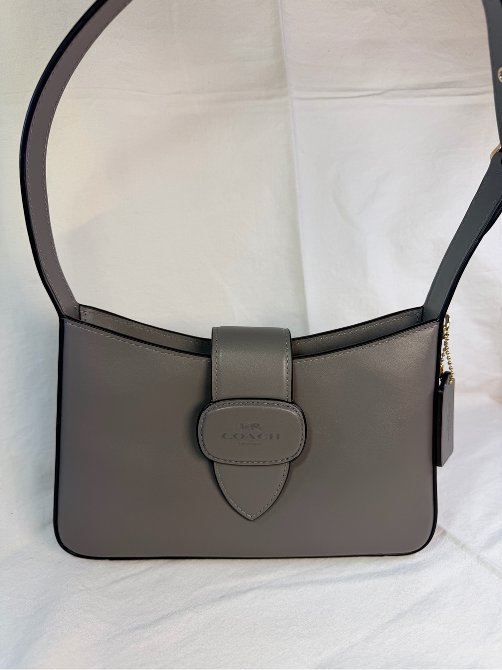 Coach Eliza Leather Shoulder Bag in Grey Charcoal CAA92